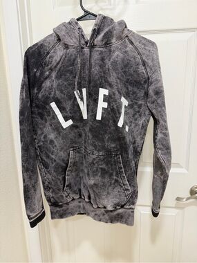 LVFT. Men's Black Mineral-Wash Zip-Up Hoodie